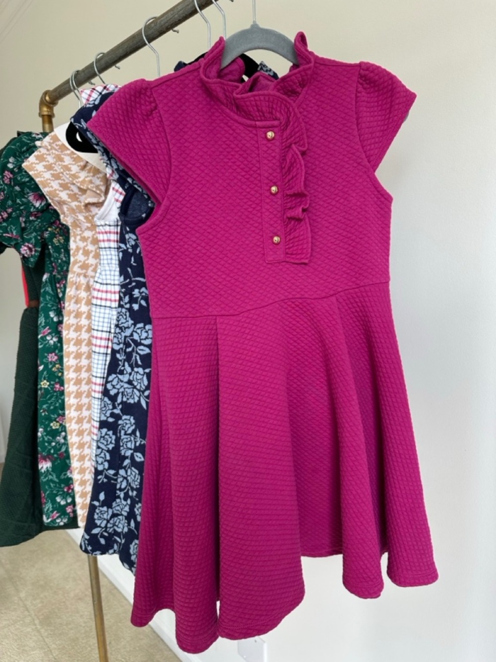 Girls Magenta Pink Janie and Jack fall dress ruffled size 7
